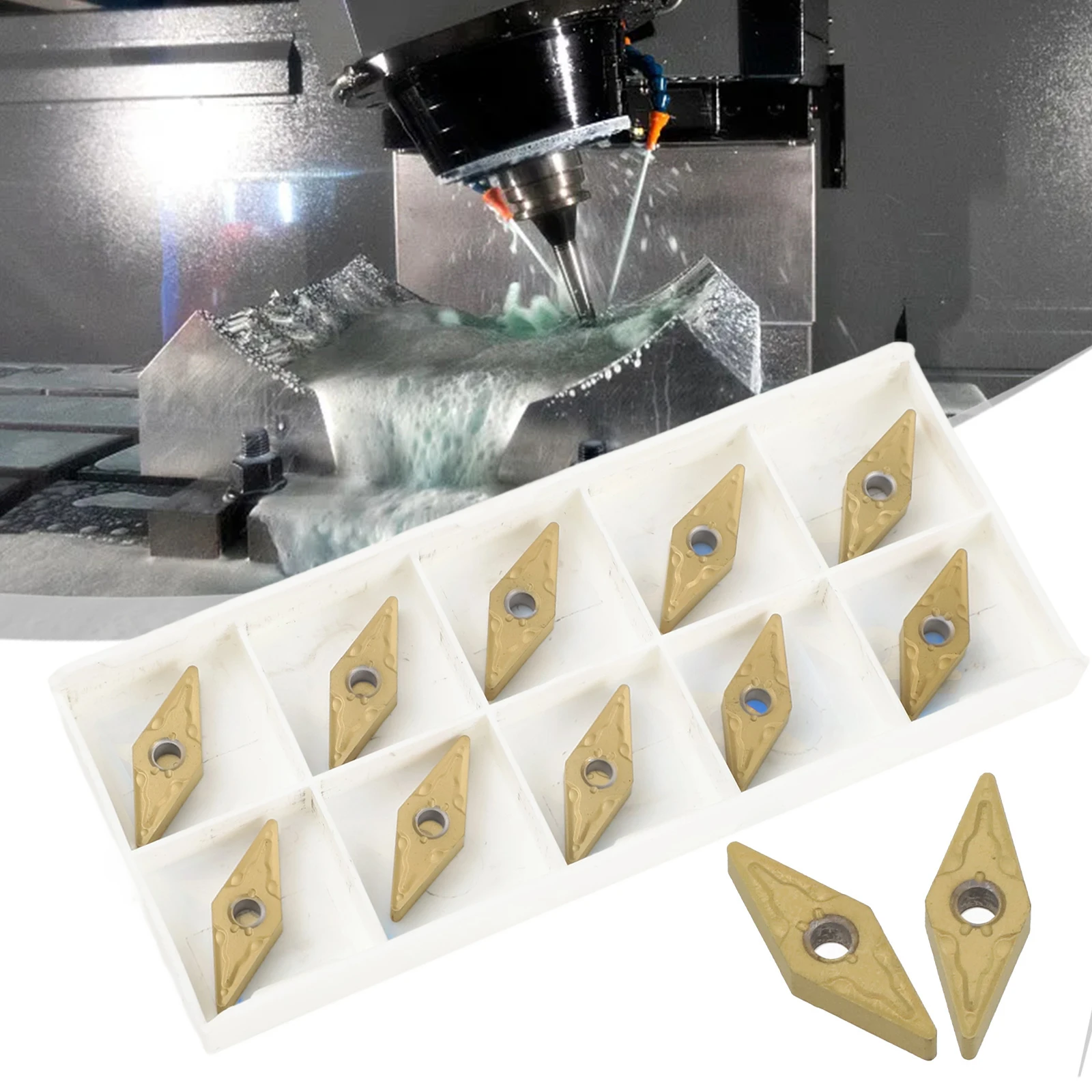 10pcs VNMG160408 MA Gold Carbide Inserts Indexable Turning Tool Tips For Metal For Semi Finishing And Finishing CNC Machin