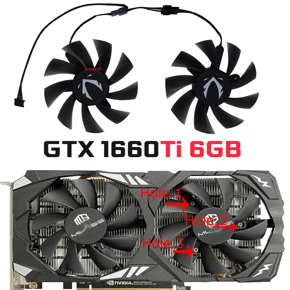 Video Card Fan,GPU Cooler,XY-D09015B,PLA09215B12H,For MLLSE GTX 1660Ti 6G,RTX 3060 Ti 8GB RTX2060 8g,For Dicasver M-ONE 3060M 6G view 6