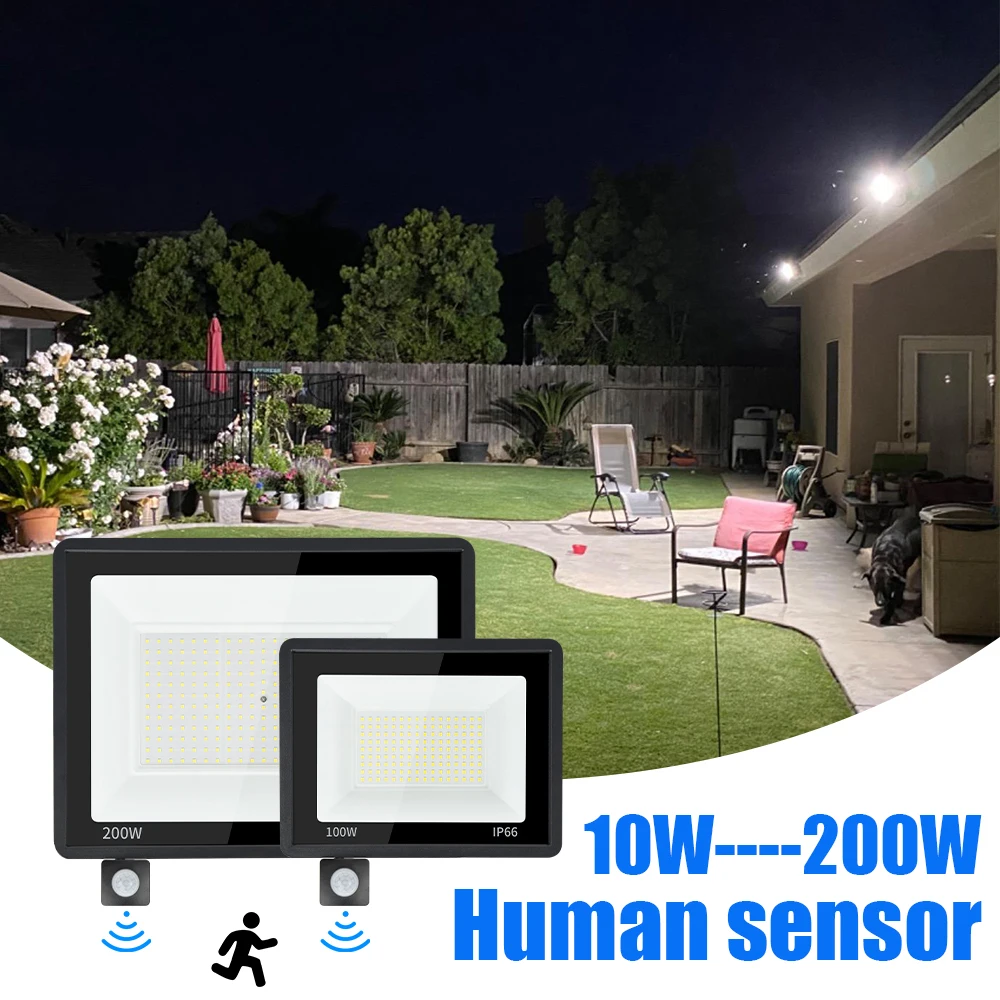 Floodlight Human Sensing Floodlight Outdoor Waterproof Garden Floodlight Stair Patio Floodlight Garage Corridor Balcony Lamp