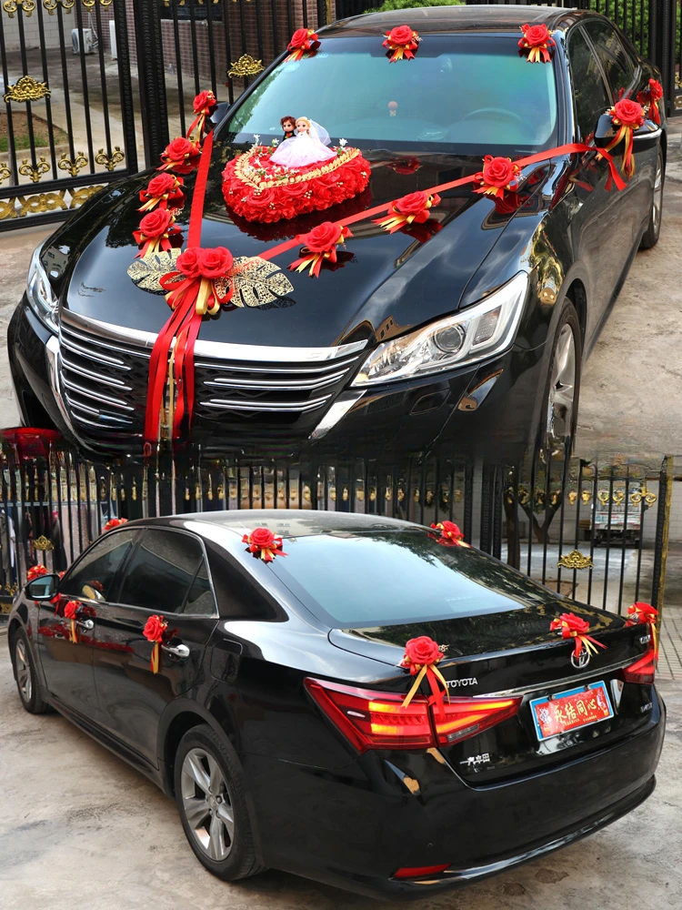 Wedding car decoration set with front flower