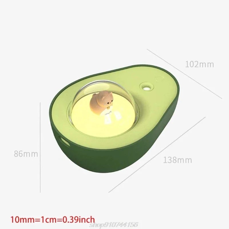 Avocado Humidifier with Cat Ball Night Light USB Glow in the Dark Toys Bedroom Home Decoration for Kids Gift