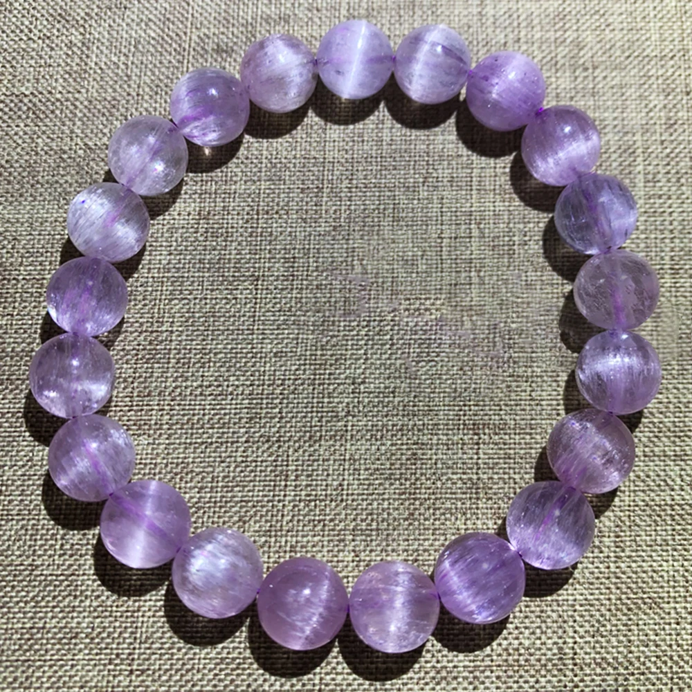 

Natural Kunzite Purple Spodumene Beads Crafts Women Healing Energy Yoga Wrist Ornament Elastic Rope Bead String Decoration