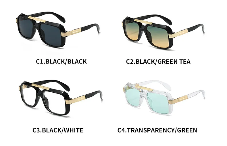 Retro Sonnenbrille Männer Quadratischen Stil Doppel Strahl Pilot UV400 Sonnenbrille Mode – Detail 5