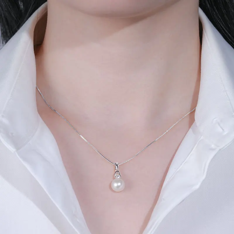 قلادة لؤلؤ المياه العذبة الطبيعية بسيطة ومتعددة الاستخدامات موضة عبر الحدود S925 قلادة من الفضة الاسترليني للنساء ذات إحساس عالي #4