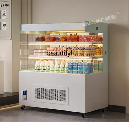 LXOpen Cake Refrigerated Display Cabinet Milk Commercial Open Dessert Freezer Beverage Fruit Air Curtain CabinetSSS