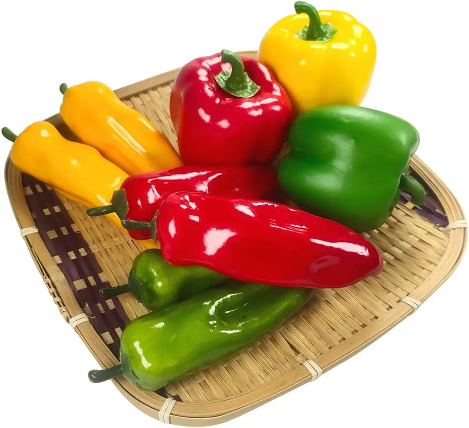 3/6pcs Artificial Vegetable Realistic Foam Colorful Pepper, Fake Food Props for Kitchen Ornament, Photo Props, DIY Festive Decor