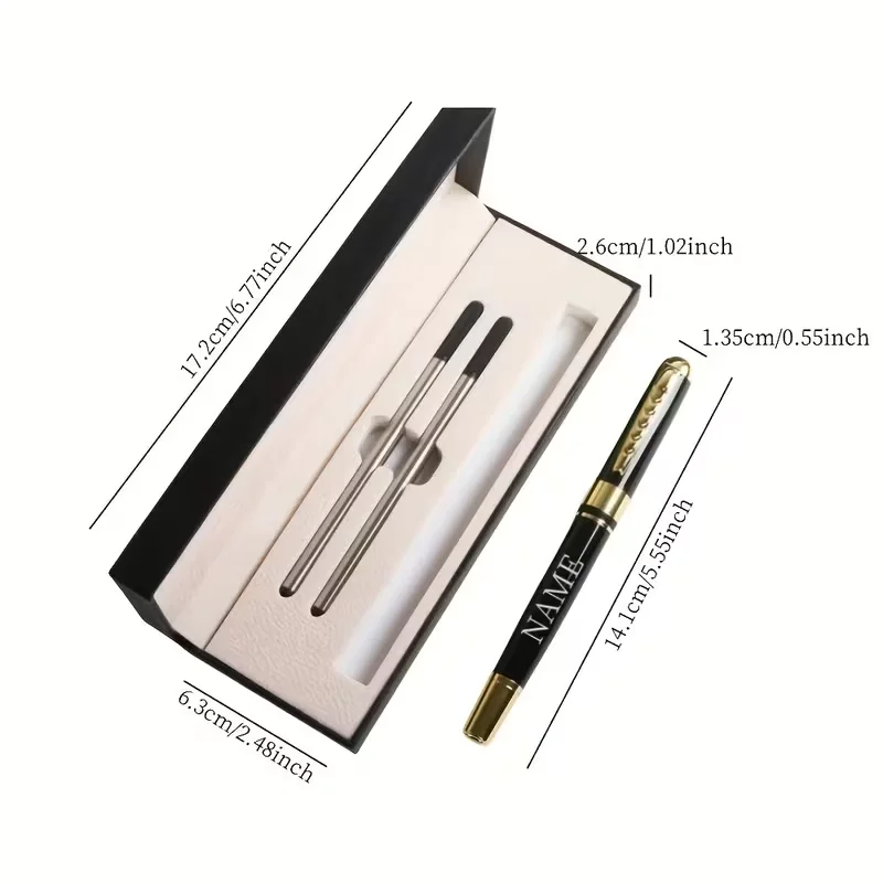 1 Set of Personalized Custom Metal High-End Business Gift Pen Set (Includes One Pen + 2 Refills + Pen Case), Can Be Engraved with Names, Dates, Numbers, and Letters—Ideal Choice for Gifting Parents, Educators, Leaders,