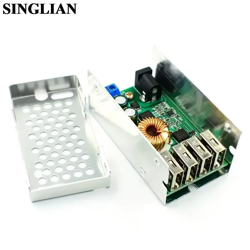 DC-DC Step-down Power Module DC9-36V To 5.2V 5A 25W Four USB Output Buck Converter Power Supply Module With Aluminum Shell