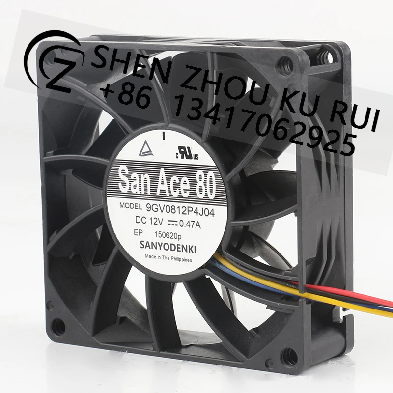 Sanyo 12V 0.47A 8025 8CM 4-wire CPU Server Double ball High air capacity 9GV0812P4J04 Cooling fan