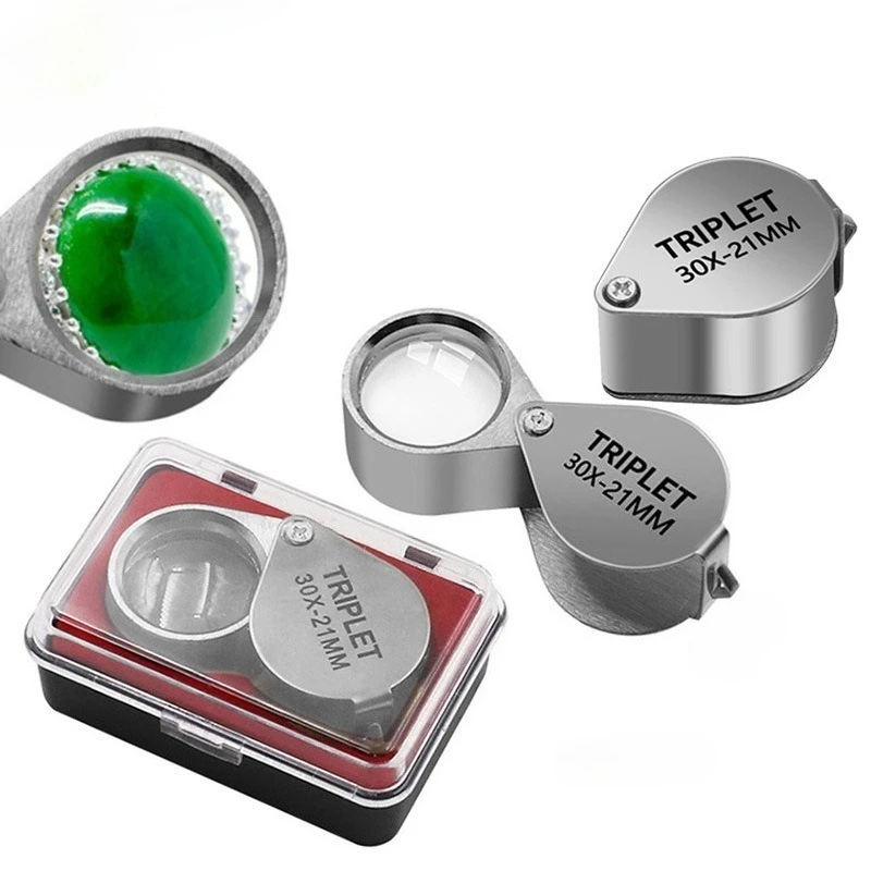 10 / 20/ 30 times Magnifying Glass Foldable Handheld Glass Lens Jewelry Coin Antique Appraisal Magnifying Glass