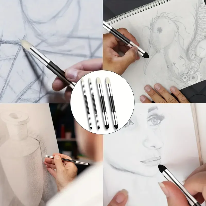 Artist Blending Sponge Pens, Dual-Tip Pastel Stumps & Sketch Brushes - Versatile Art Foam Blenders For Drawing And Painting