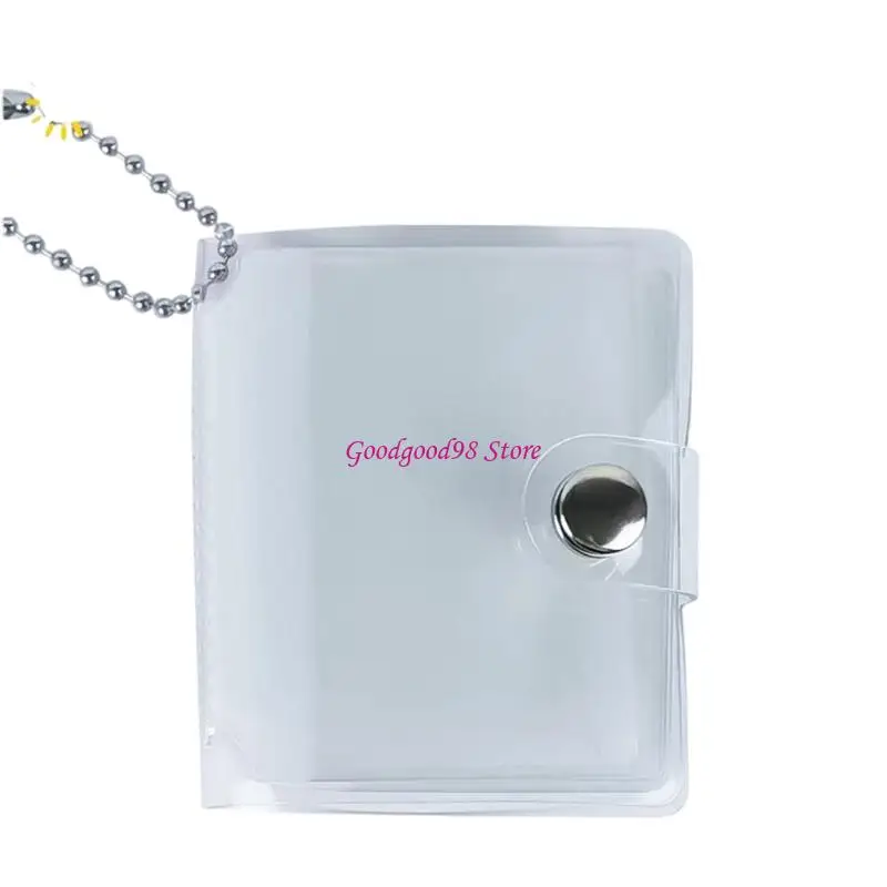 Transparent Photo Album Mini Card Display Album with 20 Inner Pages, Strap and Metal Ball Chain for Small Photo and Card