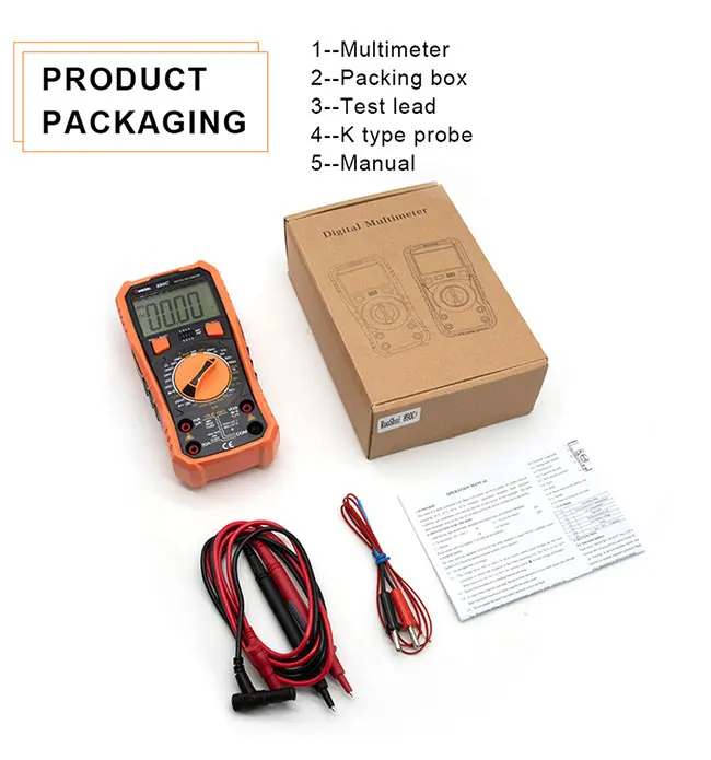 VICTOR VC890C+ Digitale Multimeter 2000 Telt Handmatig Bereik True RMS Capaciteit Weerstand Transistor 1000 V 20A