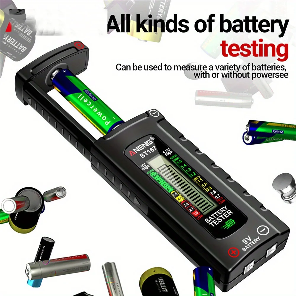 Digital Battery Tester Color Display Battery Checker for Button Cell Batteries No Power Required Portable Battery Tester Home
