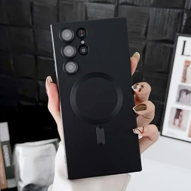 Schlanke Weiche TPU Magnetische Hülle für Magsafe Samsung Galaxy S26 S25 S24 S23 S22 S21 Ultra Plus FE Mag Safe Cover mit Linsenschutz