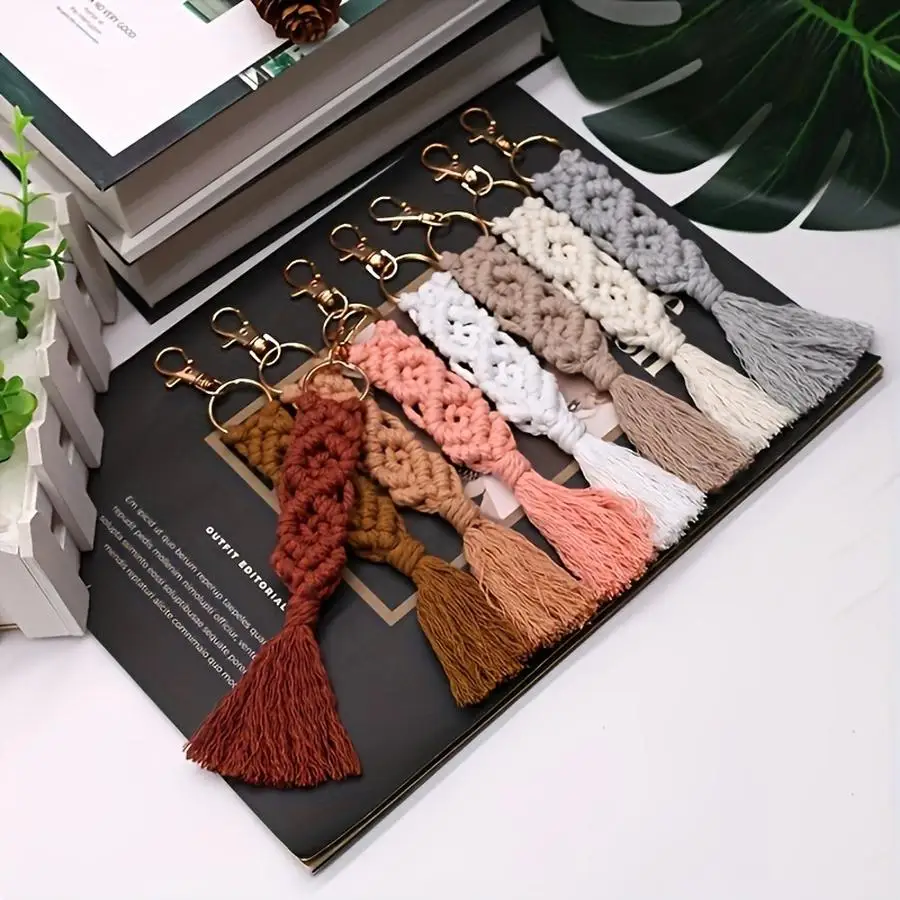 1/5/10/20/50/100pcs Handmade Woven Keychains with Tassels, Keychains, Valentine's Day, Gifts of Love, Family Keychains, Valentin