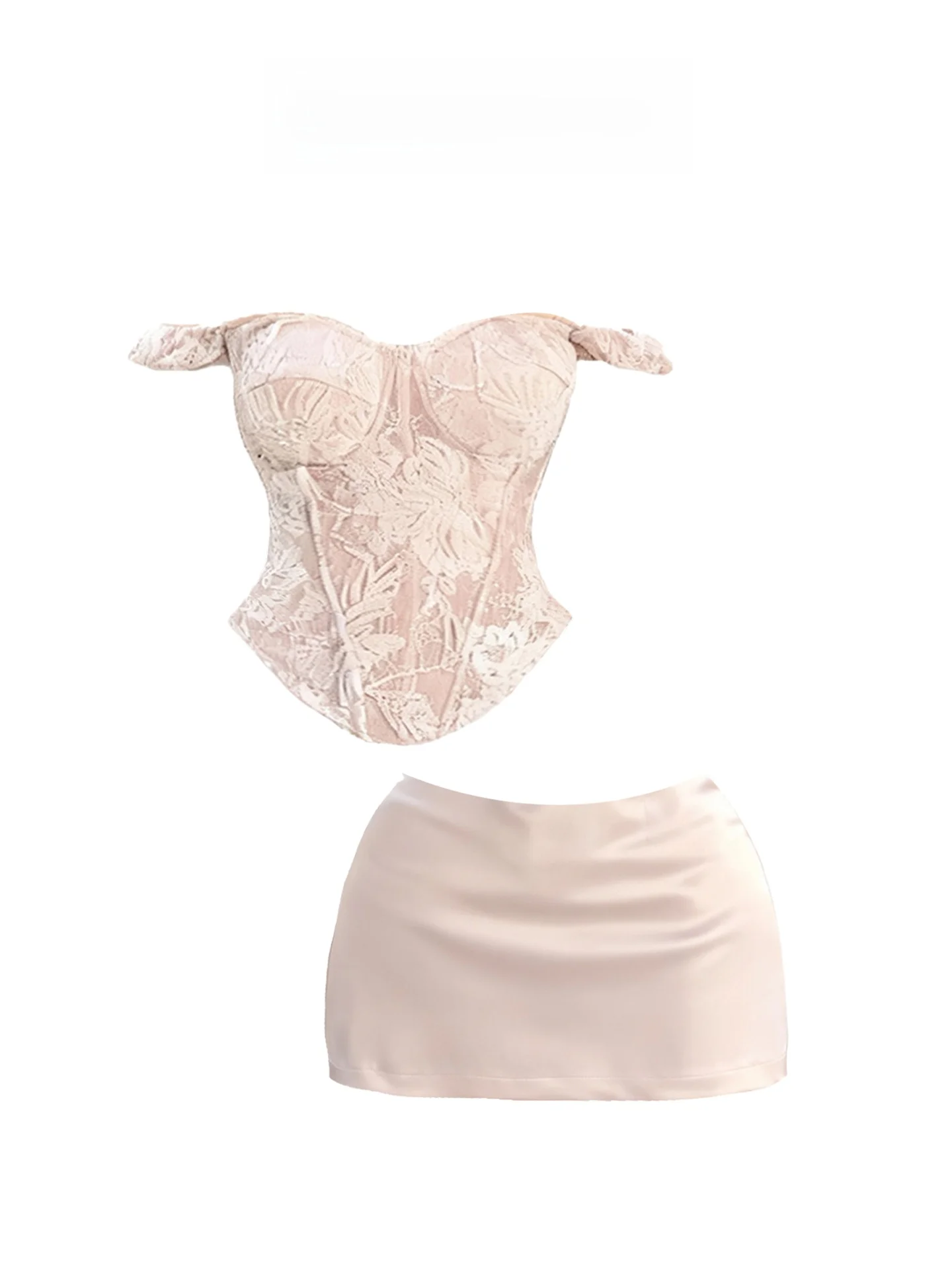 

Heavyweight Lace Fibone Crop Top And Skirt Set Women's Autumn Winter Slimming Faionable f Skirt Set Korean Sle High ...