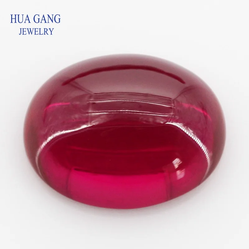 5# ruby corundum Oval Shape Blue spinel Cabochon Cut Flat Bottom Synthetic Corundum Gems Stone For jewelry Size 5x7~10x14mm