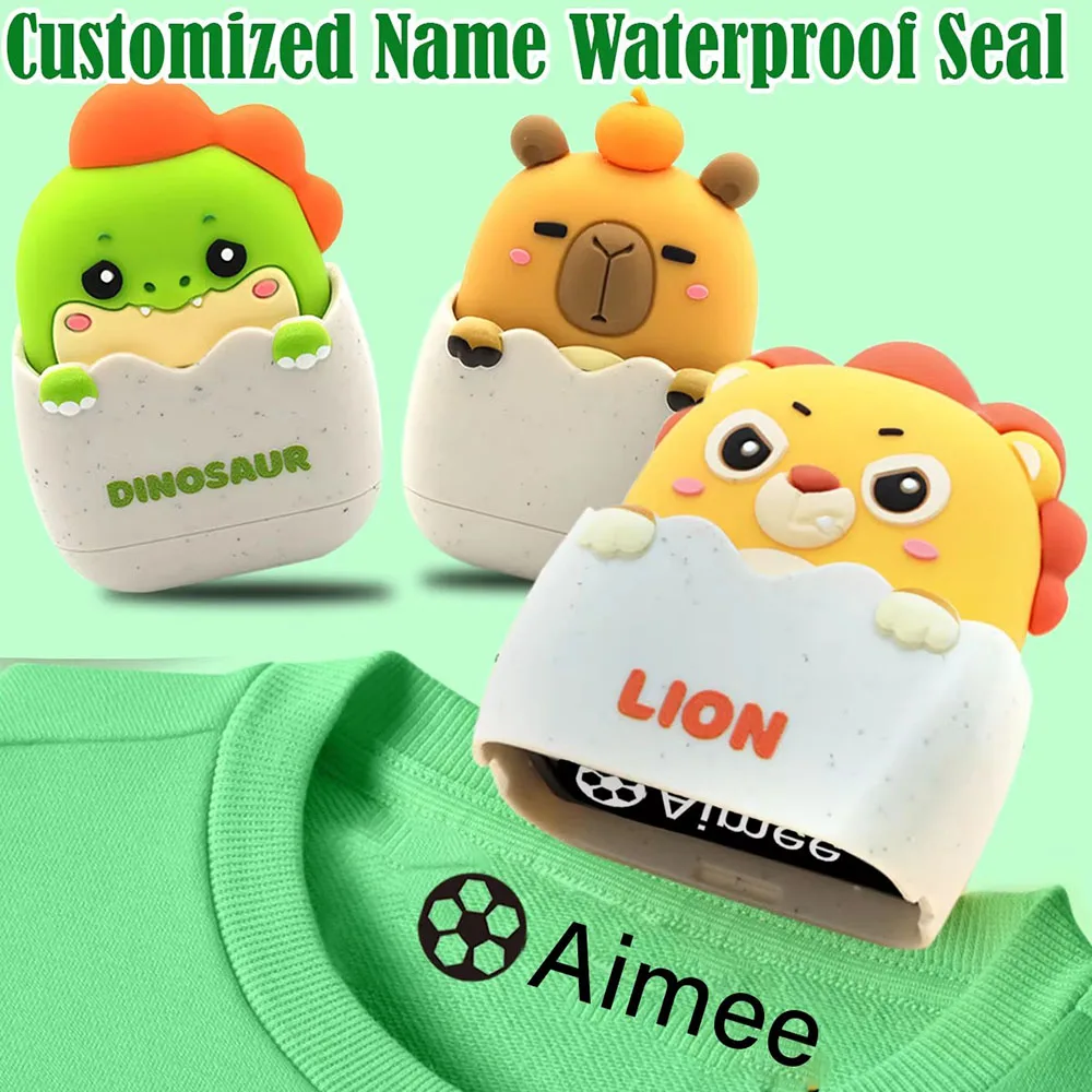 Personalized Waterproof Name Stamp - Custom Engraved Name Seal for Kids Kindergarten Travel Gear Non-Fading Ink School Supplies