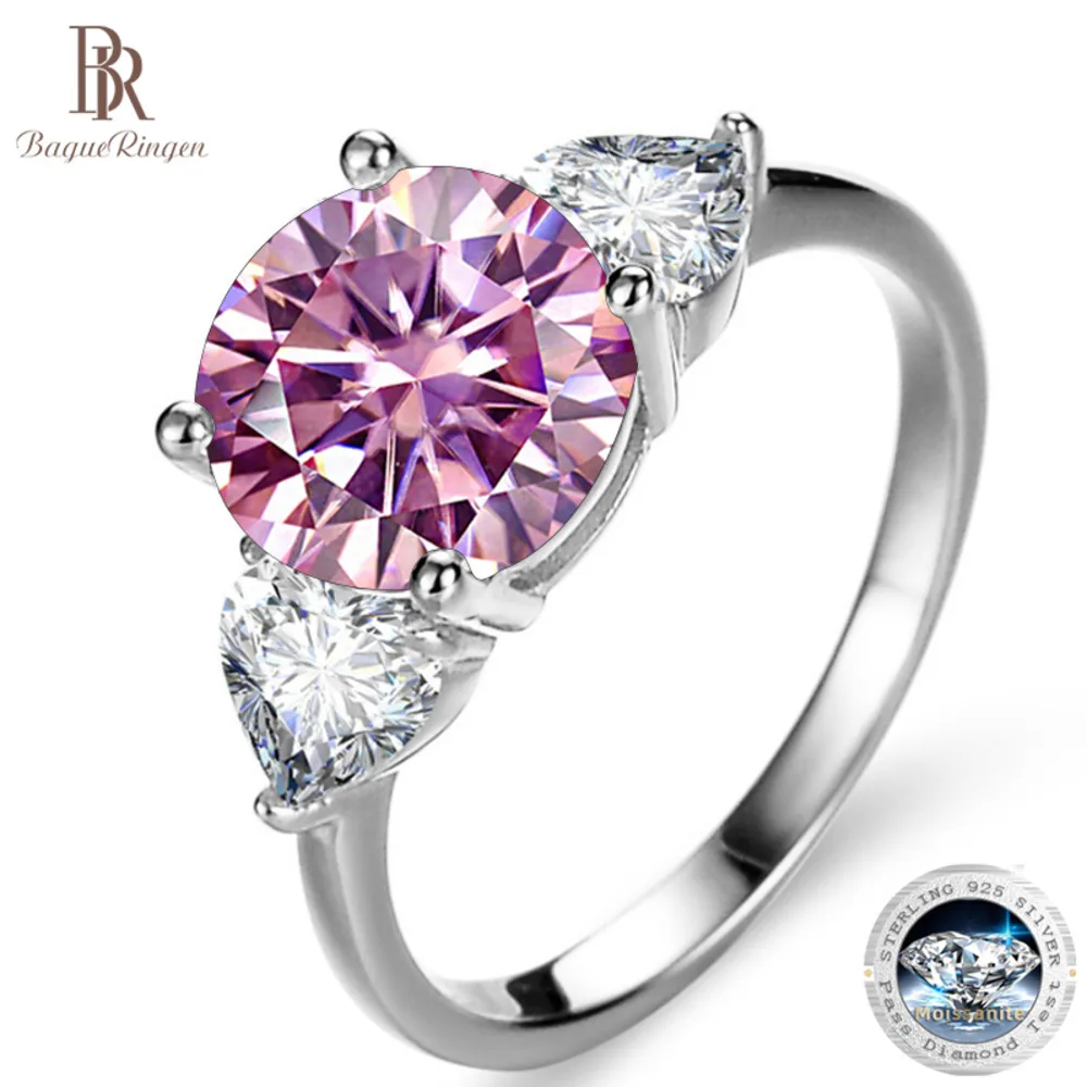 

BR Luxury round 3 Carats VVS D-COLOR Moissanite Ring For Women Sterling 925 Silver Wedding Jewelry 8H8A engagement gift