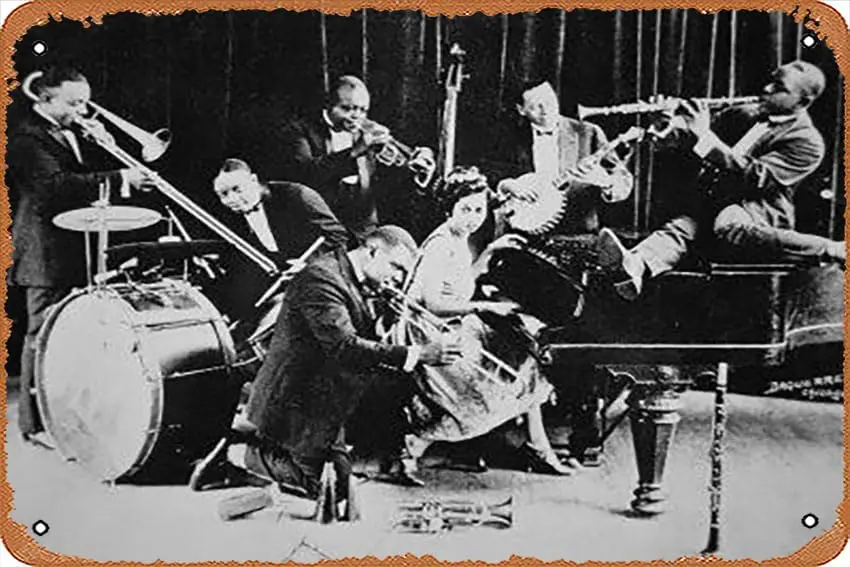 Metal Tin Sign  - King Oliver;s Creole Jazz Band, 1920 - Poster Metal Plaque Cafe, Bar, Home Wall Decor, xujunkun-aluminum