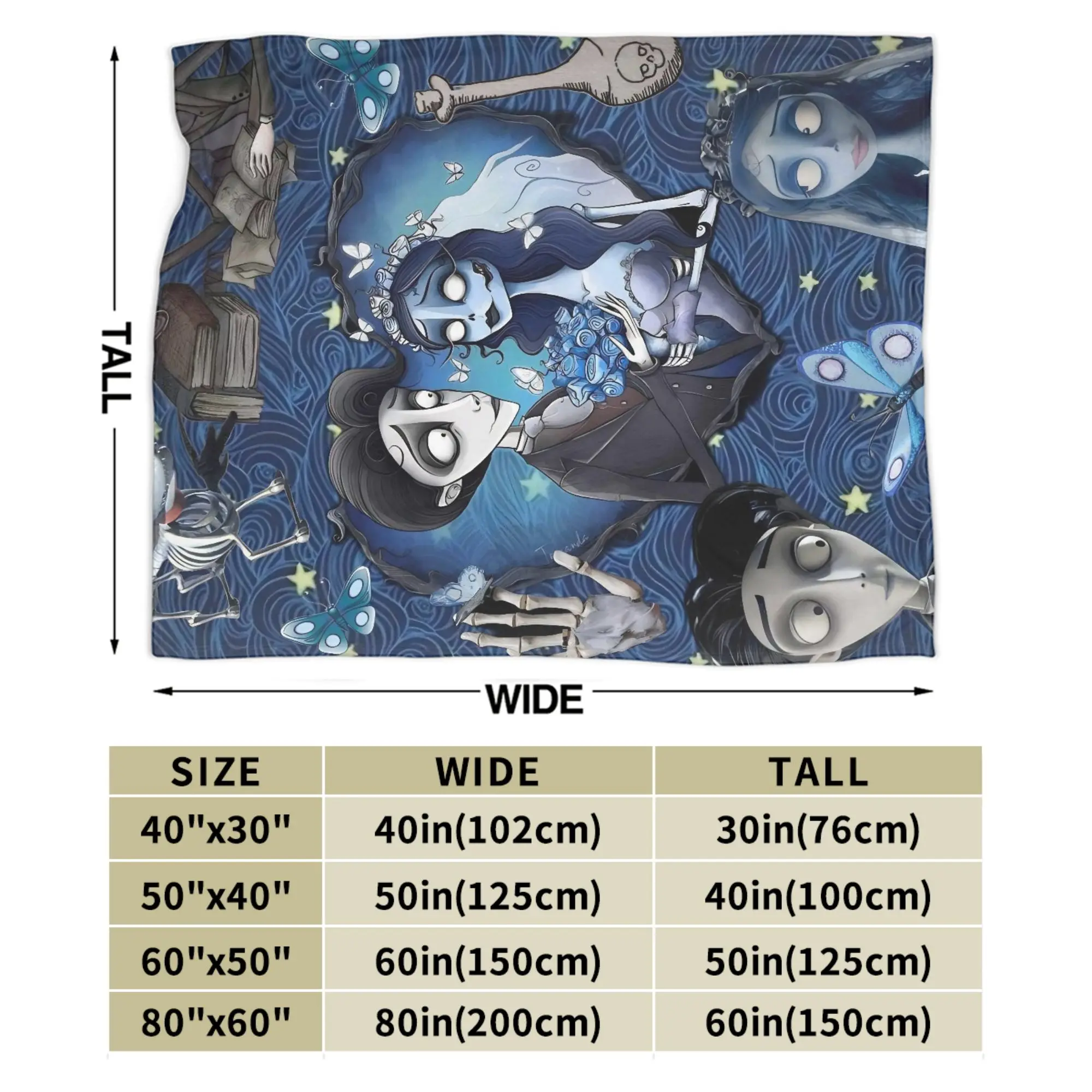 جثة العروس إميلي وفيكتور بطانية الفانيلا المطبوعة تنفس لينة رمي بطانية لحاف الأريكة الأريكة