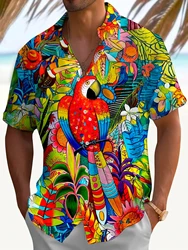 Flamingo Parrot 3d Print Hawaiian Shirt Men Women Fashion Turn Down Beach Shirts Hawaii Blouse Vocation Turn Down Collar Camisa