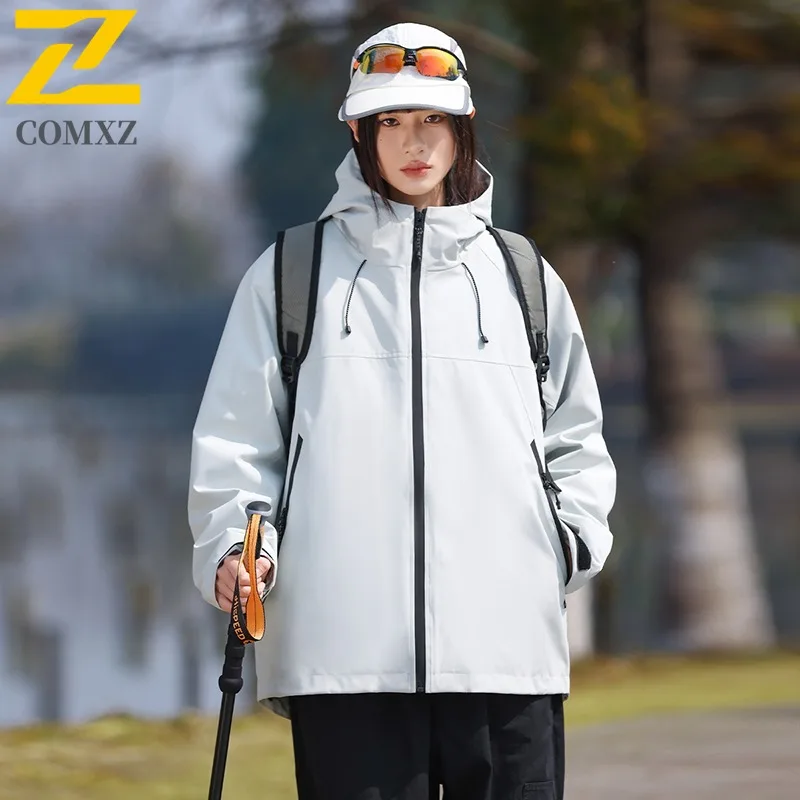 

COMXZ унисекс пуховик сплошной цвет с капюшоном уличная альпинистская ветрозащитная теплая парка на молнии с карманом дорожное утолщенное зимнее пальто