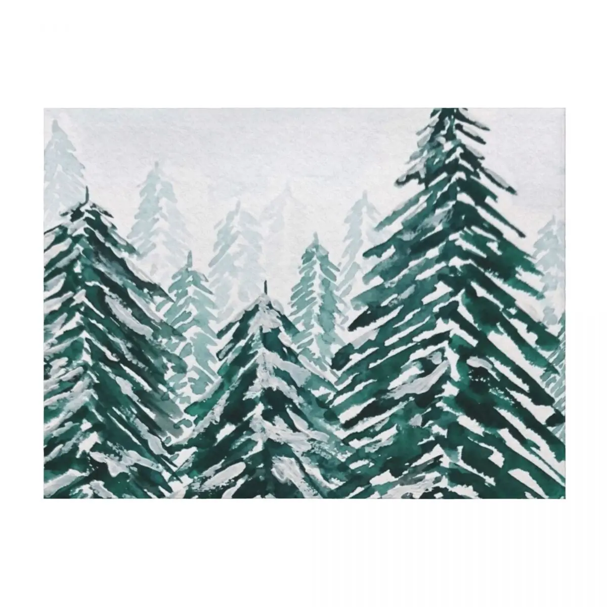 

hand painted snowy pine forest green Throw Blanket Warm Luxury Thicken Soft Decoratives Blankets