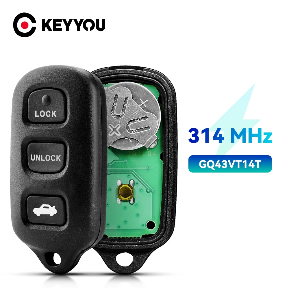 

KEYYOU GQ43VT14T 314 МГц 315 МГц для Toyota Camry Solara Брелок дистанционного управления сигнализацией GQ43VT14T 4 3 + 1 кнопки