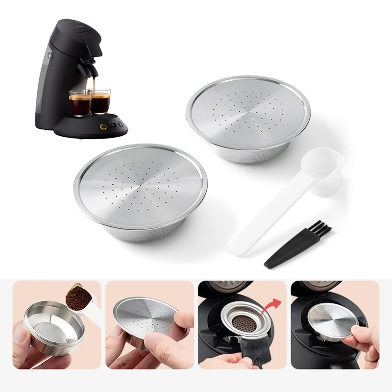 For Philips Senseo HD7801 Reusable Capsule Coffee Maker Eco-friendly Refillable Espresso Coffee Pod Crema Filter Stainless Steel