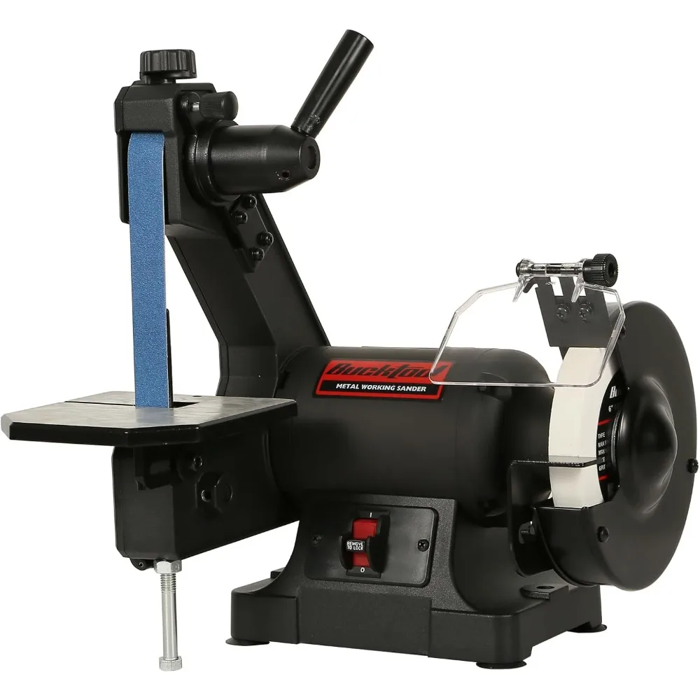 

Low Speed Bench Belt Grinder Combo, 2.1A 1x30 inch Belt & 6 inch Grinder, 1/3 HP Low Speed Bench Belt Disc Sander Combo for Kni