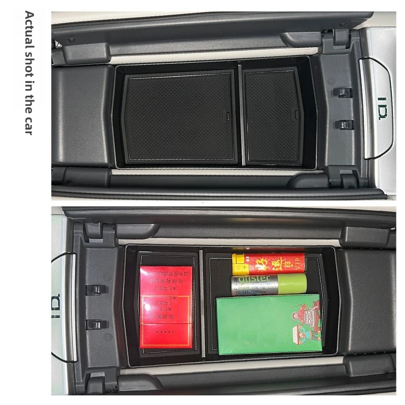 For Volkswagen VW ID.7 VIZZION Car Center Console Armrest Storage Box Central Tray Organizer Accessories Tidying Black