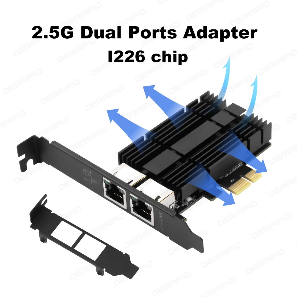Karta sieciowa 2500Mbps PCIe do RJ45 Intel I226 2.5G Gigabit Ethernet Jedno/Dwupoortowa Karta Sieciowa 100/1000/2500Mbps do Komputera Stacjonarnego — zdjęcie 4