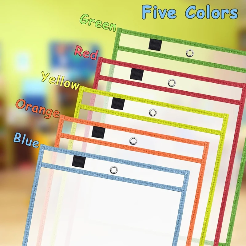 Dry Erase Pocket Reusable Sleeves, Plastic File Sleeves Page Protectors For Teachers Classroom Office Supplies