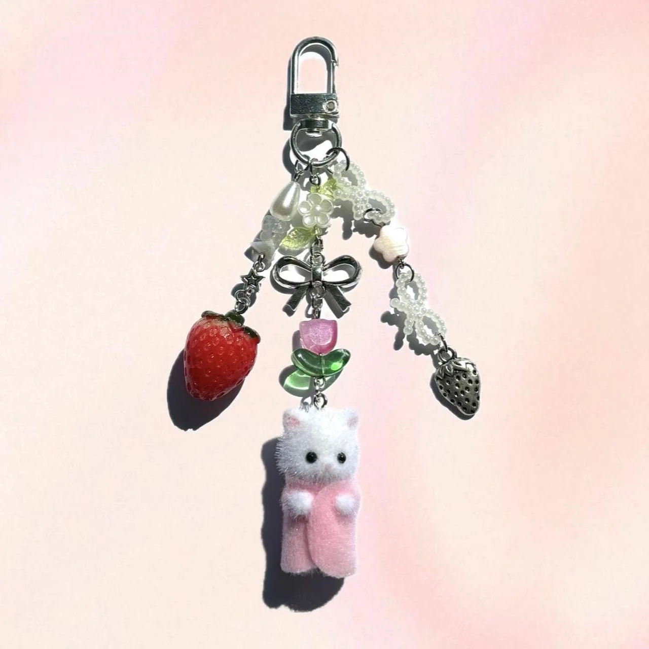 Cute handmade cat keychain