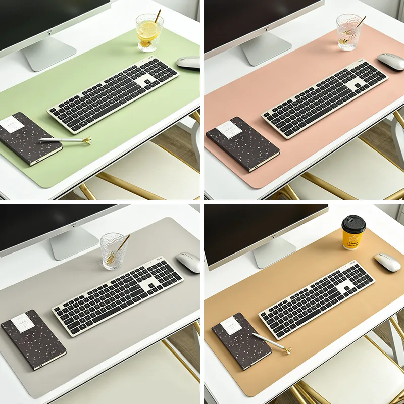 Solid Color Leather Desk Pad Student Waterproof Computer Desk Pad Large-volume Writing Desk Mouse Keyboard Bedding 30x80cm-2cm