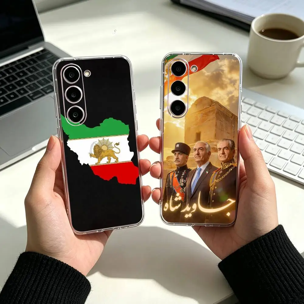 L-Lion Flag of Iran Lion and Sun  Phone Case For Samsung A05 A54 A34 A24 A14 Cover Transparent Silicone Phone Cover