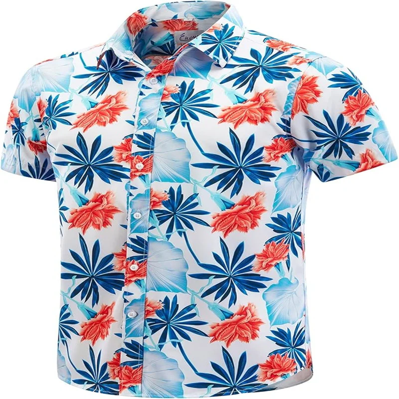 

20243D Printed Tops Men's Hawaiian Shirt Short Sleeve Printed Button Summer Beach Casual Fashion Formal Shirt