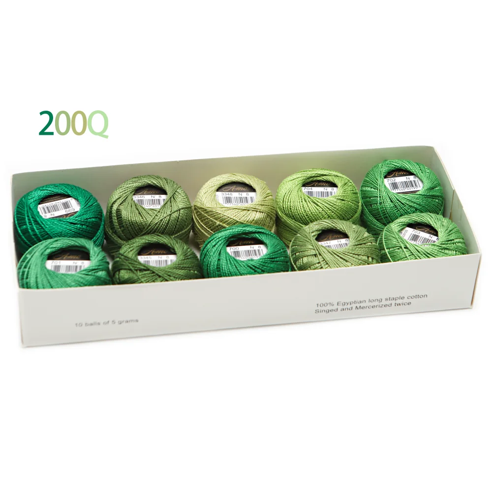 Amohilos Größe 8, Perlenfaden aus merzerisierter ägyptischer Baumwolle, 10 verschiedene Farben, Kollektion 5 Gramm, 40 Meter Kugel, 20 Sets erhältlich
