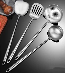 304 Stainless Steel Wok Spatula Metal Kitchen Accessories Slotted Turner Rice Spoon Ladle Cooking Tools Utensil Set Dropshipping