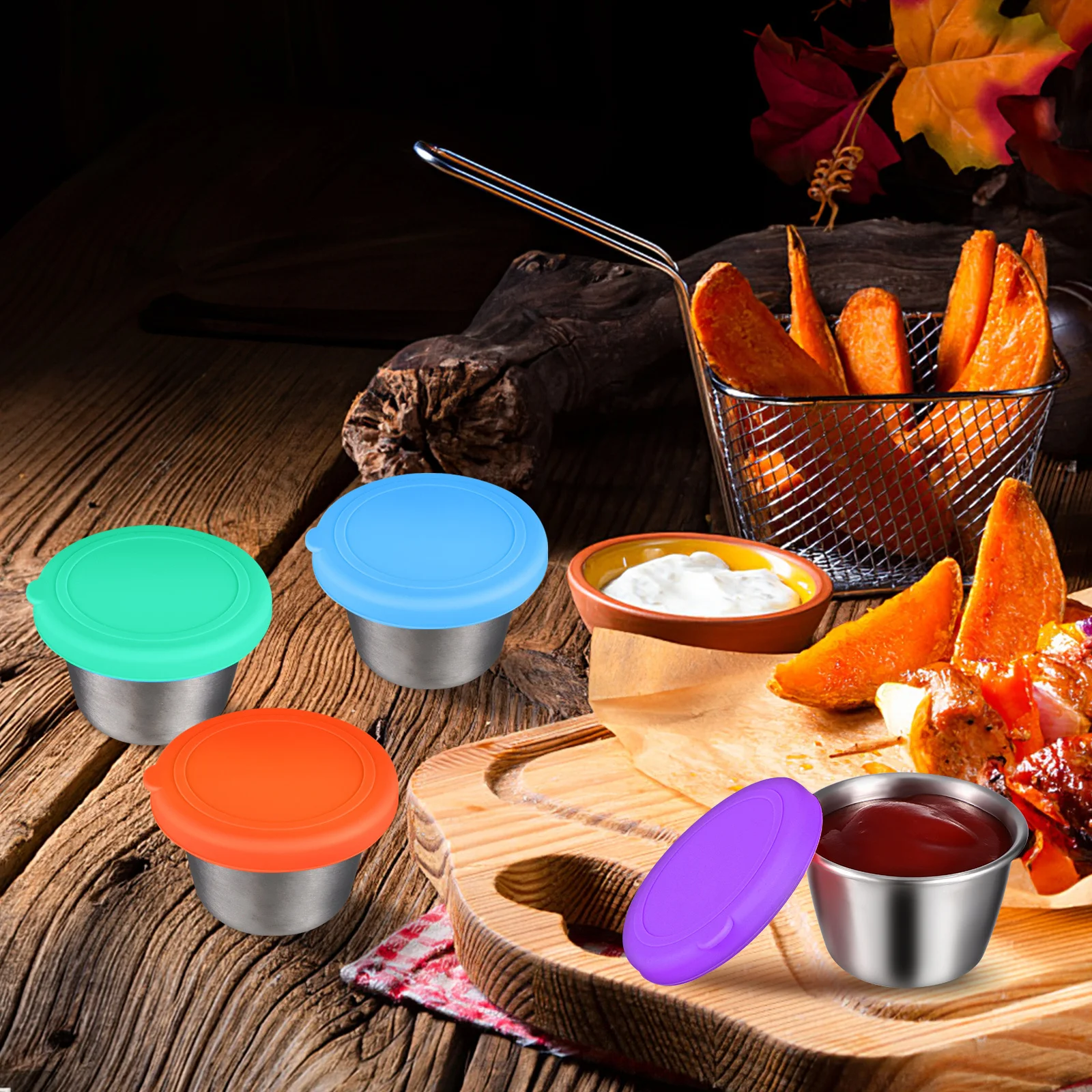 

4Pcs Food-Grade Silicone Bowl Lids Multi-Use Stretchable Sealing Covers for Canine Cat Food Sauces Jars Spill Resistant Fresh