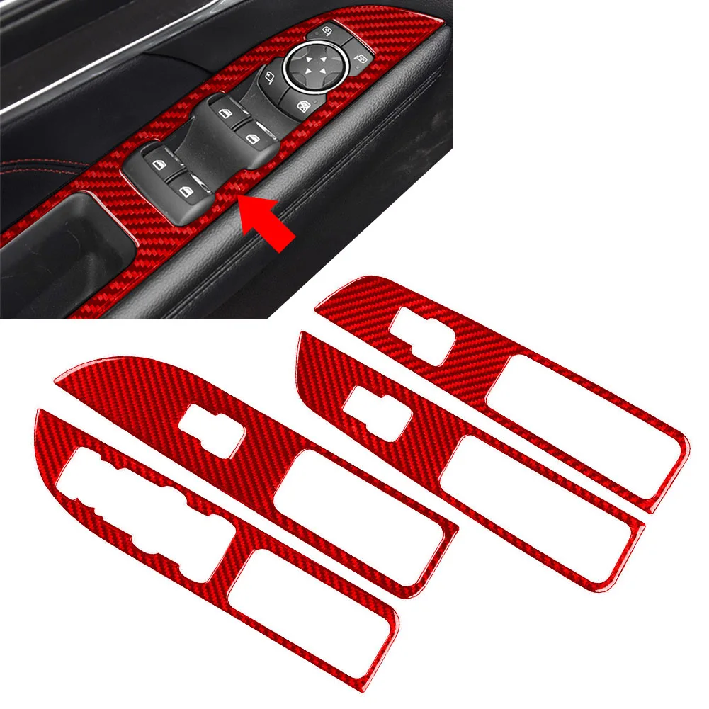 Interior Accessories Button Panel Cover Window Lift Switch 4Pcs For Ford Explorer 2013-19 Carbon Epoxy Coating Soft