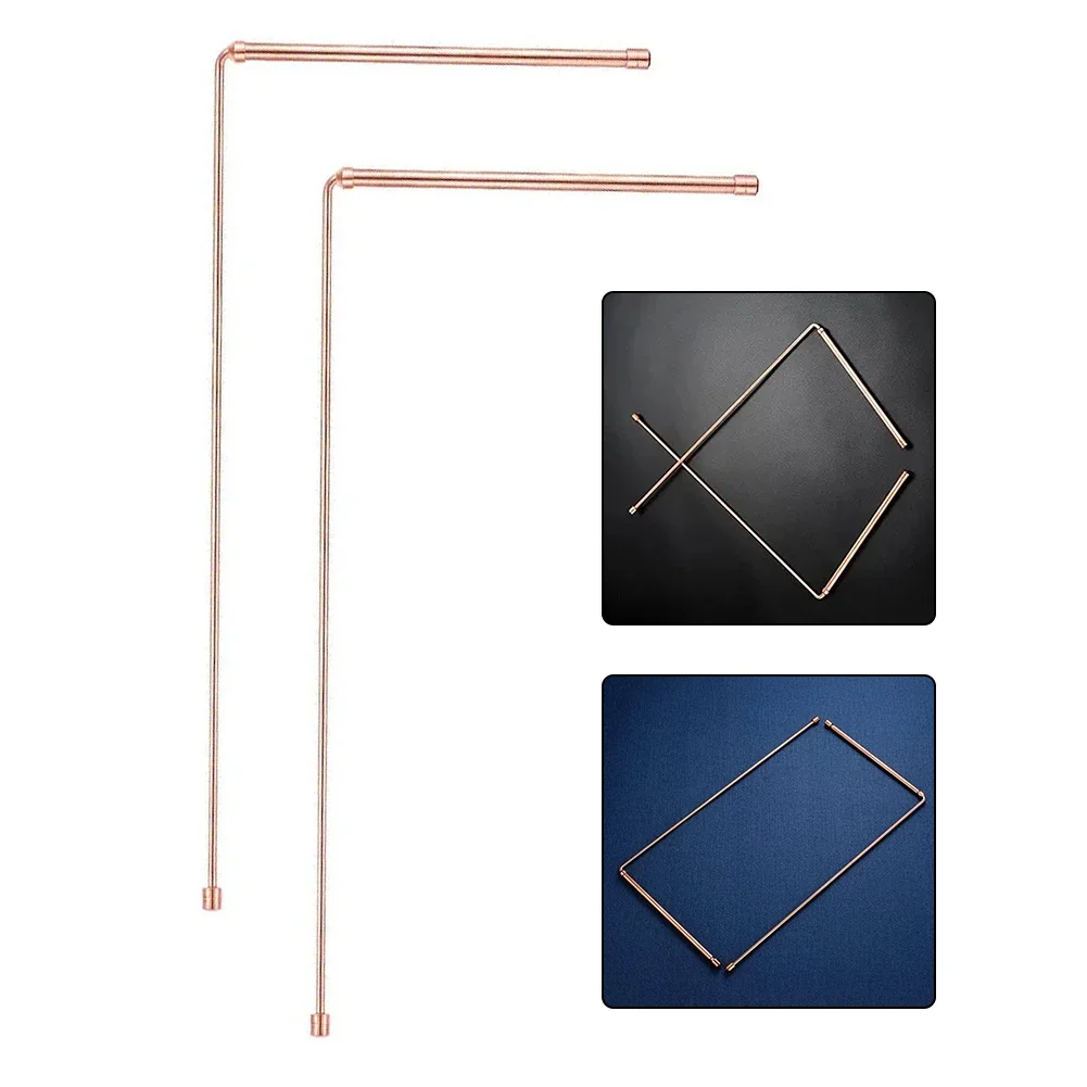 2Pcs 99.9% Copper Dowsing Rods Metal Detector Probe For Water Gold Treasure Finding Divination Tools