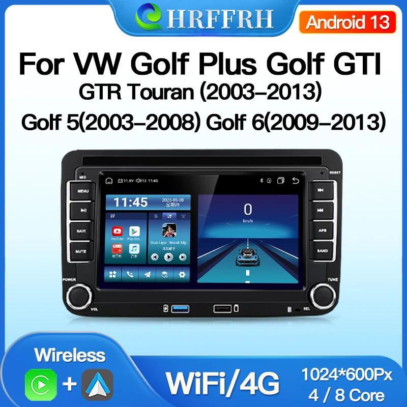 

Car For VW Golf 5 6 Plus Golf GTI GTR Touran Multimedia Player Radio CarPlay 8Core Auto 4G Wifi GPS Navigation System Play Audio