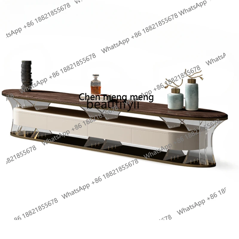 

Light Luxury Black Walnut Solid Wood Coffee Table TV Cabinet Combination New High-End Villa Acrylic Suspension TV Cabinet