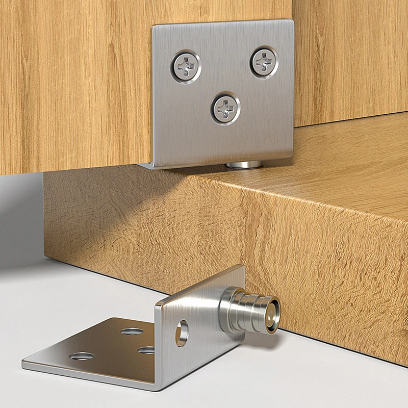 10Sets Stainless Steel Hidden Hinges Invisible Cabinet Door Pivot CT Corner Code Cupboard Cabinet Door Upper and Lower Hinge