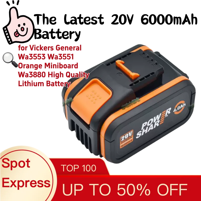 The Latest 20V 6000mAh Battery for Vickers General Wa3553 Wa3551 Orange Miniboard Wa3880 High Quality Lithium Battery