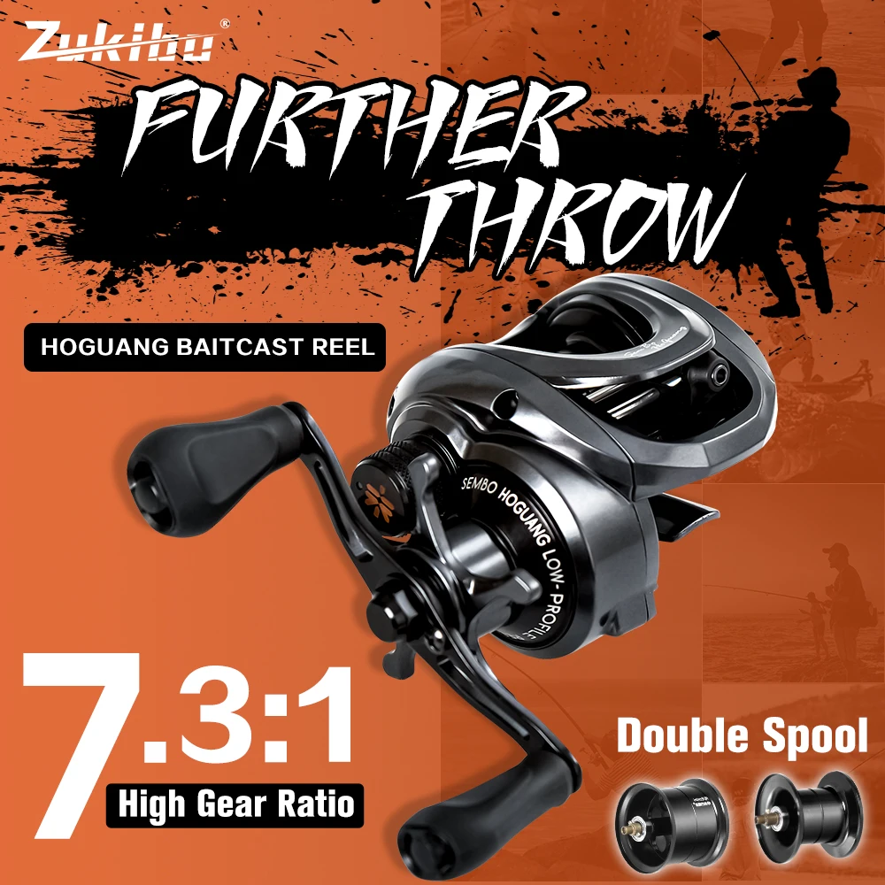 

ZUKIBO HONGGUANG 149g Baitcasting Reel 6+1BB Max Drag 5kg Gear Ratio 7.3:1 High Speed Fishing Reel for Bass Saltwater Baitcaster