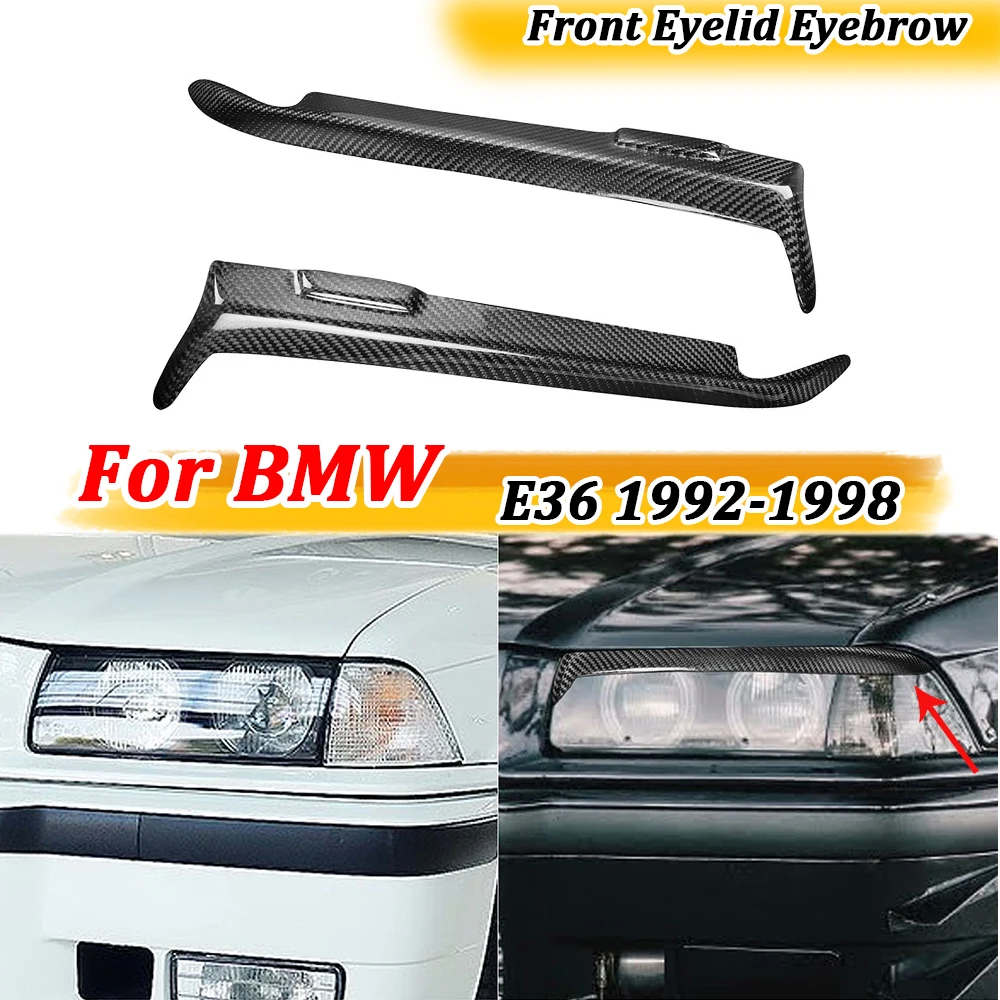 

Car Front Bumper Eyelid Eyebrow Trims for BMW E36 1992-1998 Carbon Fiber Headlight Eyelids Head Lamp Eyebrow Cover